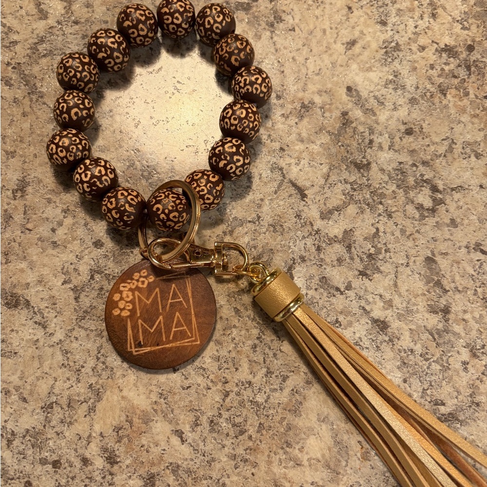 Brown Beaded Key Holder with Tassel